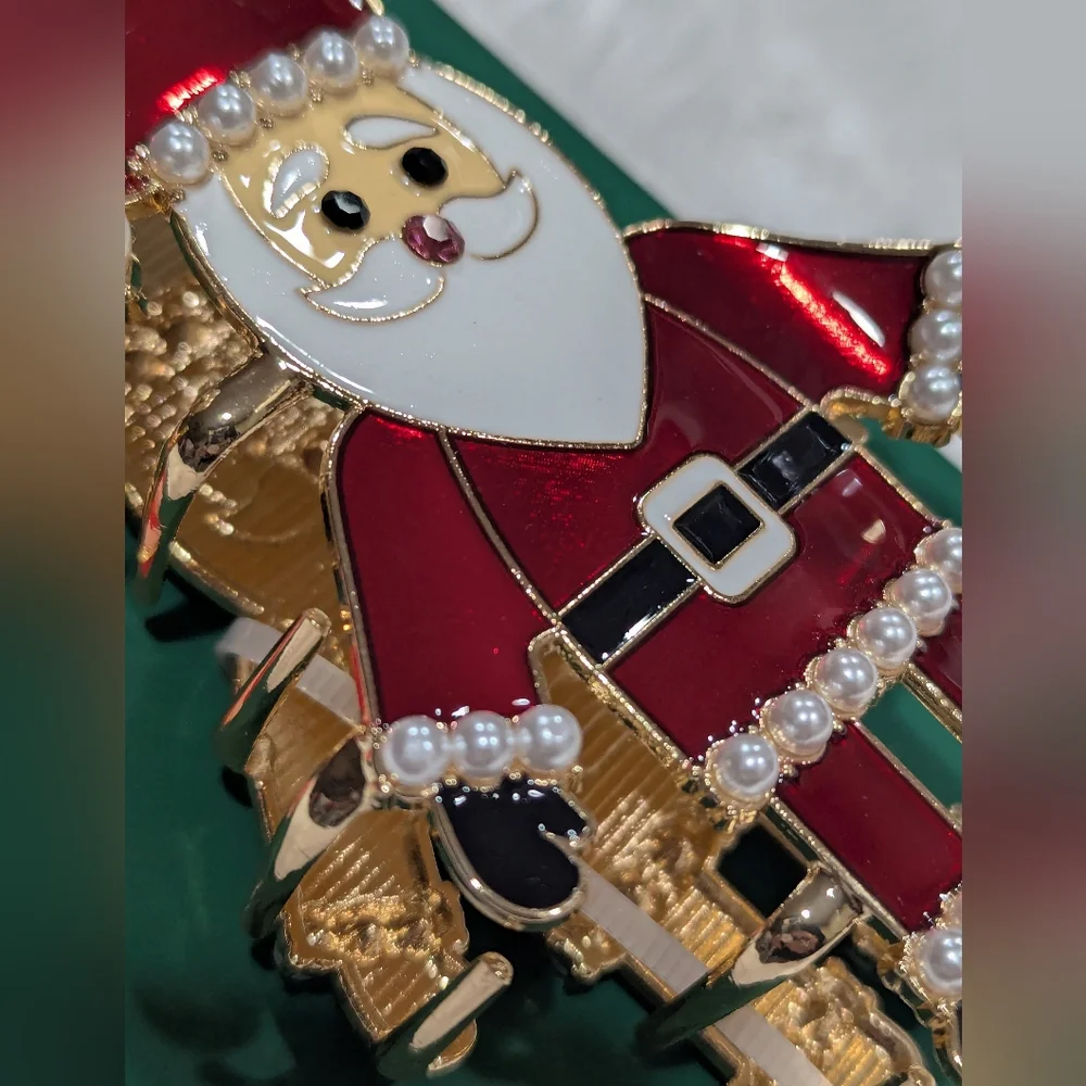 NEW Piper K Festive Santa Hair Clip - Red, Gold, and Black